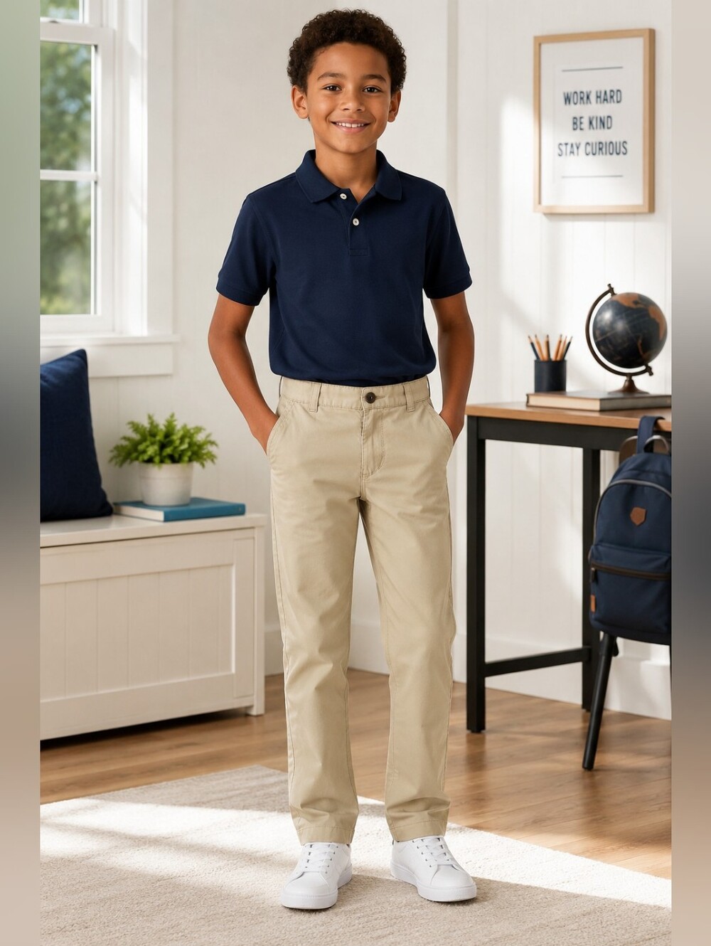 NWT OshKosh B'gosh Boys Khaki Chino Pants Size 10S Adjustable Waist